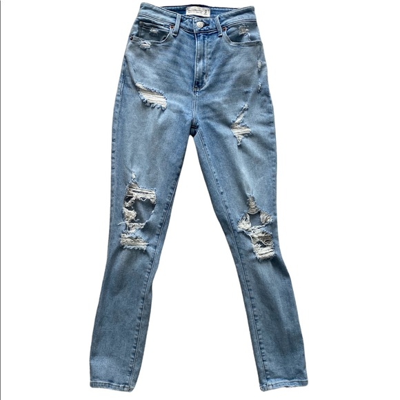 SOLD Abercrombie & Fitch high rise super skinny distressed jeans - Picture 2 of 7